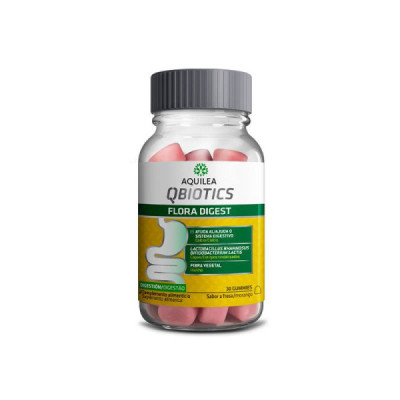 Aquilea Qbiotics Flora Digest Gomas Morango x30 | Farmácia d'Arrábida