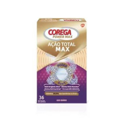 Corega Ação Total Max Pastilhas Efervescentes Limpeza x36