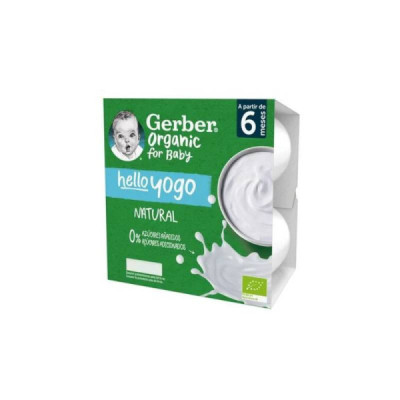 Gerber Organic HelloYogo Natural +6M 4x90g | Farmácia d'Arrábida