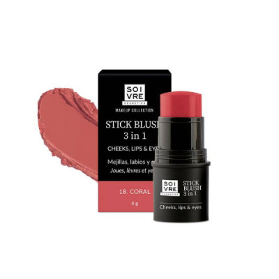 Soivre Cosmetics Stick Blush 3em1 Coral 4g | Farmácia d'Arrábida