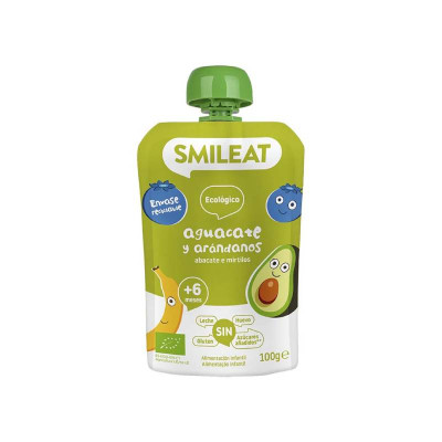 Smileat Bio Saqueta Abacate e Mirtilos +6M 100g | Farmácia d'Arrábida