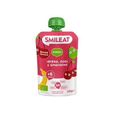8437017636243 Smileat Bio Saqueta Cereja, Açaí e Amaranto +6M 100g