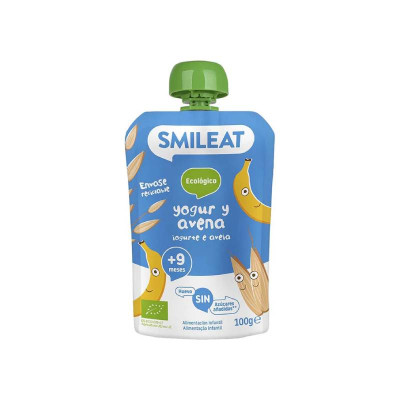 8437017636250 Smileat Bio Saqueta Iogurte e Aveia +9M 100g
