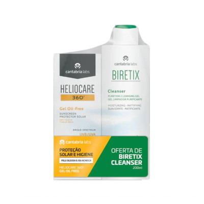 Heliocare 360º Gel Oil Free SPF50 Oferta Biretix Cleanser  | Farmácia d'Arrábida