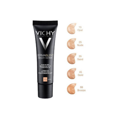 6960310 Vichy Dermablend 3D Correction Base Fluída Corretora Alisadora 16h 15 Opal 30ml