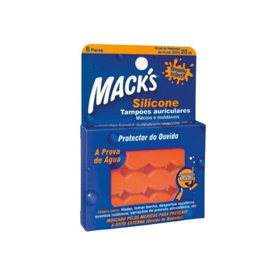 6766006 Mack's Tampão Infantil Silicone Laranja 6 Pares