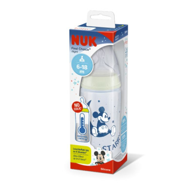 7295048 Nuk First Choice Night Mickey Biberão Silicone 300ml 6-18M