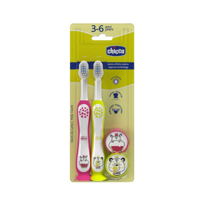 7306340 Chicco Conjunto Escovas Dentes Hipo-Panda 3-6 Anos