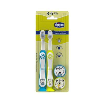 7306357 Chicco Conjunto Escovas Dentes Tigre-Panda 3-6 Anos