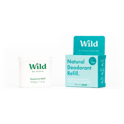 5065003990555 Wild Desodorizante Natural Recarga Algodão Fresco e Sal Marinho 40g