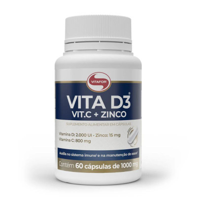 7898665434130 Vitafor Vita D3 + C + Zinco 1000mg x 60 cápsulas