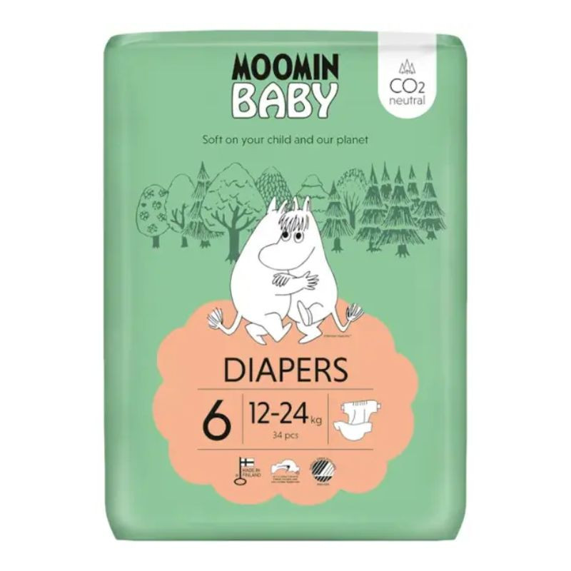 Moomin Baby Fraldas de Bebé T6 (12-24kg), 34 unidades