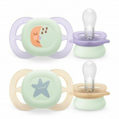 7531863 Philips Avent Ultra Start Nighttime Chupeta Lilas/Bege 0-2m x2