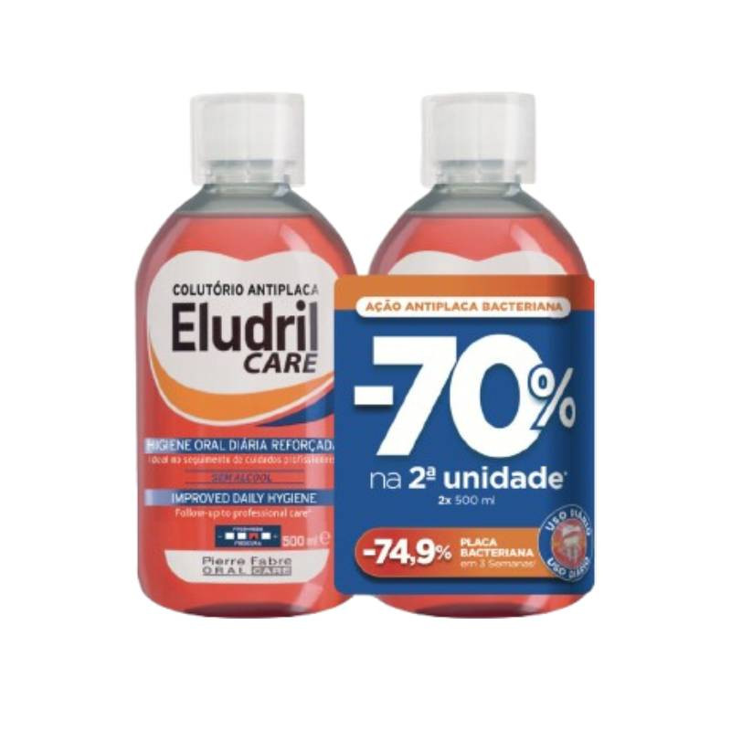7409052 Eludril Care Colutório 2x500ml -70% Desconto 2ªUnidade