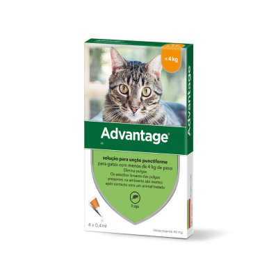 7425462 Advantage 40 Pipetas para Gato até 4Kg 4x0,4ml