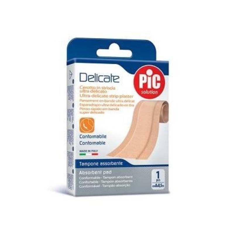 Pic Pic Delicate Penso Adesivo Tira Adaptável Hipoalergênico Antibacteriano 8cm x 0,5m