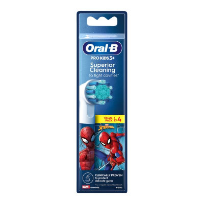 7290031 Oral-B PRO Kids3+ Spiderman Recargas Escova Elétrica x4