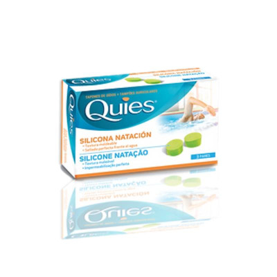 6175653 Quies Tampões Auriculares Silicone Natação Adulto 3 Pares