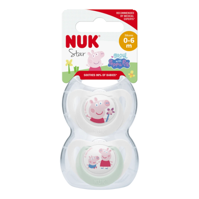 7498220 Nuk Star Peppa Pig Chupetas Silicone 0-6M
