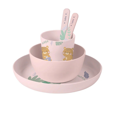 Saro Louça 5 Peças Jungle Cheetahs Rosa  | Farmácia d'Arrábida