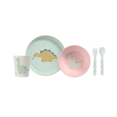 7292854 Saro Louça 5 Peças Wild Dinos Rosa/Verde