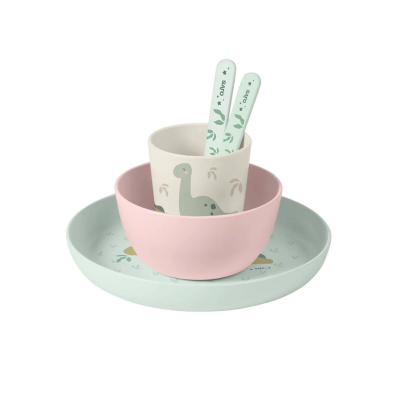 Saro Louça 5 Peças Wild Dinos Rosa/Verde | Farmácia d'Arrábida