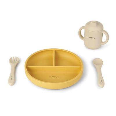 8424568176021 Saro Set Alimentação Silicone Food & Fun Mostarda/Bege