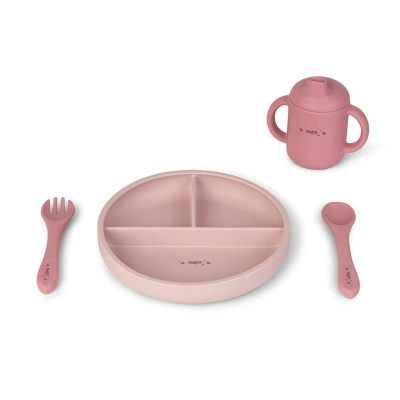 Saro Set Alimentação Silicone Food & Fun Rosa