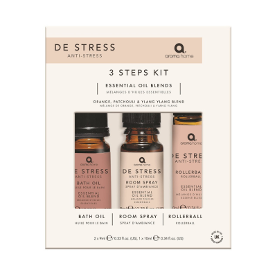 Aroma Home De-Stress 3 Steps Kit Óleos Essenciais