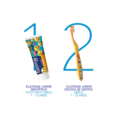 Elgydium Junior Escova de Dentes Emoji 7-12Anos | Farmácia d'Arrábida