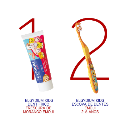 Elgydium Kids Escova de Dentes Criança Emoji 2-6Anos | Farmácia d'Arrábida
