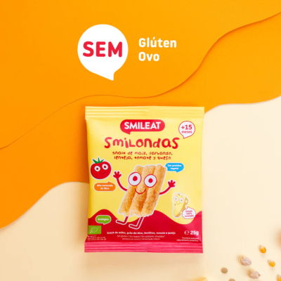 Smileat Smilondas Snack Milho com Tomate e Queijo Biológico +15M 25g | Farmácia d'Arrábida