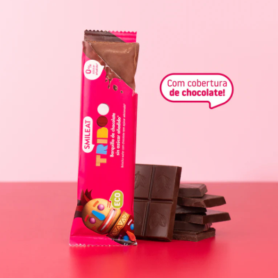 Smileat Triboo Bolacha Wafer Cobertura Chocolate Biológico 40gr | Farmácia d'Arrábida