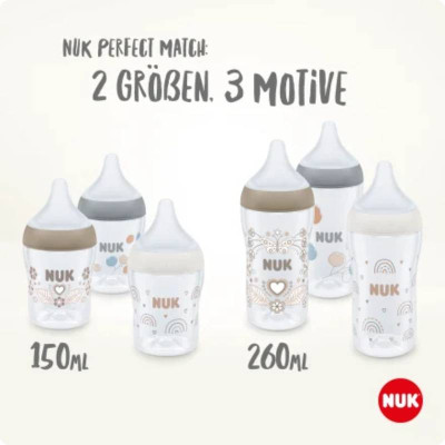 Nuk Perfect Match Biberão Silicone Balões +3M 260ml | Farmácia d'Arrábida