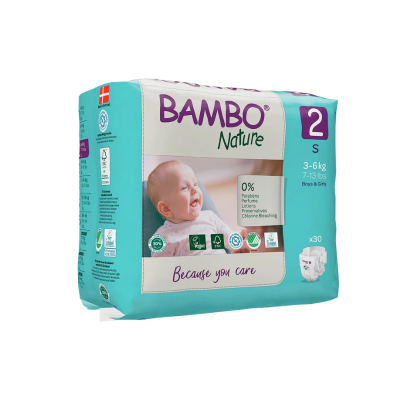 Bambo Nature Fraldas 2 (3-6 kg) 30 Unidades | Farmácia d'Arrábida