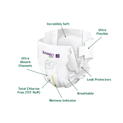 Bambo Nature Fraldas 3 (4-8 kg) 52 Unidades | Farmácia d'Arrábida