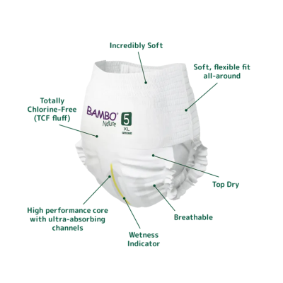 Bambo Nature Cuecas-Fralda 5 (12-18 kg) 19 Unidades | Farmácia d'Arrábida