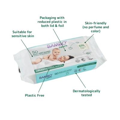 Bambo Nature Toalhitas Biodegradáveis 50 Unidades | Farmácia d'Arrábida