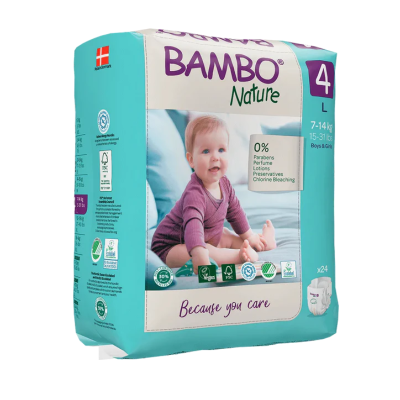 Bambo Nature Fraldas 4 (7-14 kg) 24 Unidades | Farmácia d'Arrábida