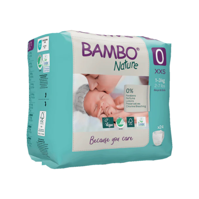 Bambo Nature Fraldas 0 (1-3 kg) 24 Unidades | Farmácia d'Arrábida