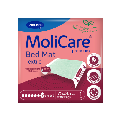 6622712 Molicare Bed Mat Textile Resguardos Reutilizáveis com Abas (7 Gotas) 75x85cm