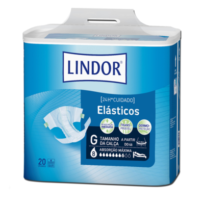 6916601 Lindor Elásticos Fraldas Maxi Grande G (8 Gotas) 20 Unidades