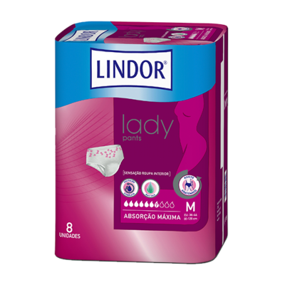 7114256 Lindor Lady Pants Cuecas M (7 Gotas) 8 Unidades