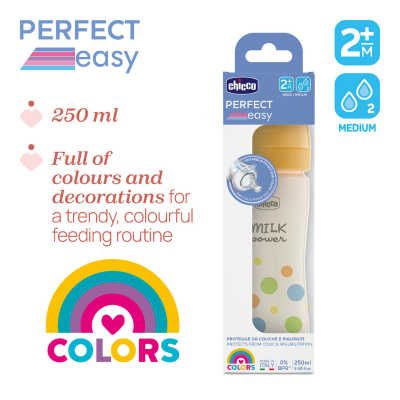 Chicco Perfect Easy Biberão Laranja 250ml 2M+ | Farmácia d'Arrábida
