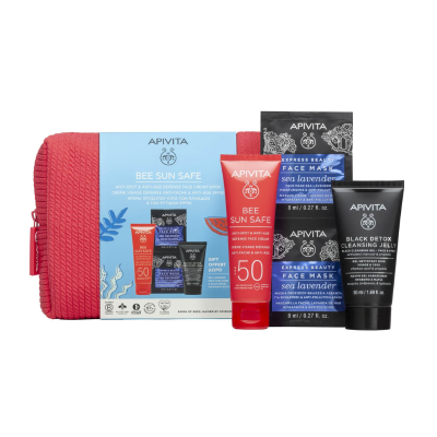7532432 Apivita Bee Sun Creme Manchas SPF50 + Máscara + Gel Limpeza Oferta Bolsa