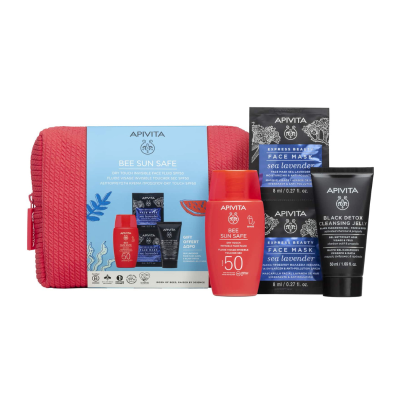 7532440 Apivita Bee Sun Fluido Invisivel SPF50 + Máscara + Gel Limpeza Oferta Bolsa