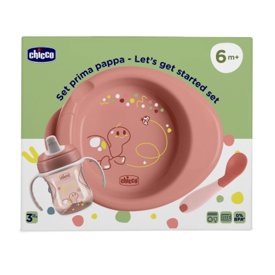 Chicco Conjunto Papa 3 Peças Rosa 6M+ | Farmácia d'Arrábida