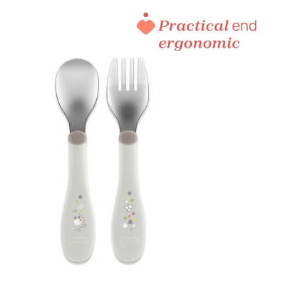 Chicco Talheres Inox Cinza +18M | Farmácia d'Arrábida