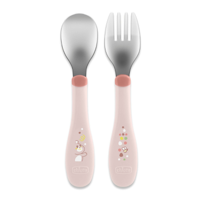 7527812 Chicco Talheres Inox Rosa +18M