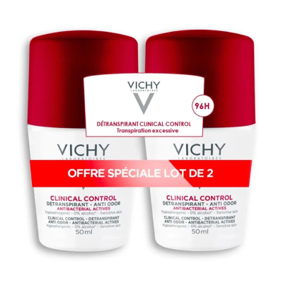 7530220 Vichy Desodorizante Roll-On Clinical Control 96H 2x50ml -50% 2ªUnidade